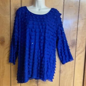 Royal blue “ruffled” top